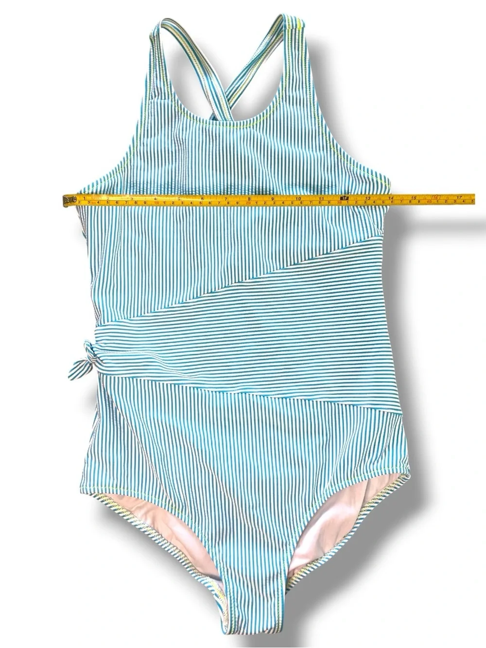 Coastal One Piece Swimsuit Lands End Striped Blue White Nautical Swimwear